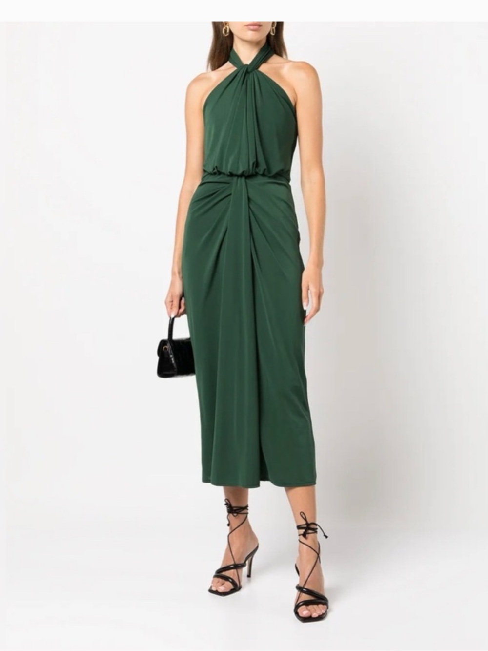 Cinq a Sept Kaily Twist Halter Midi Dress in Green
